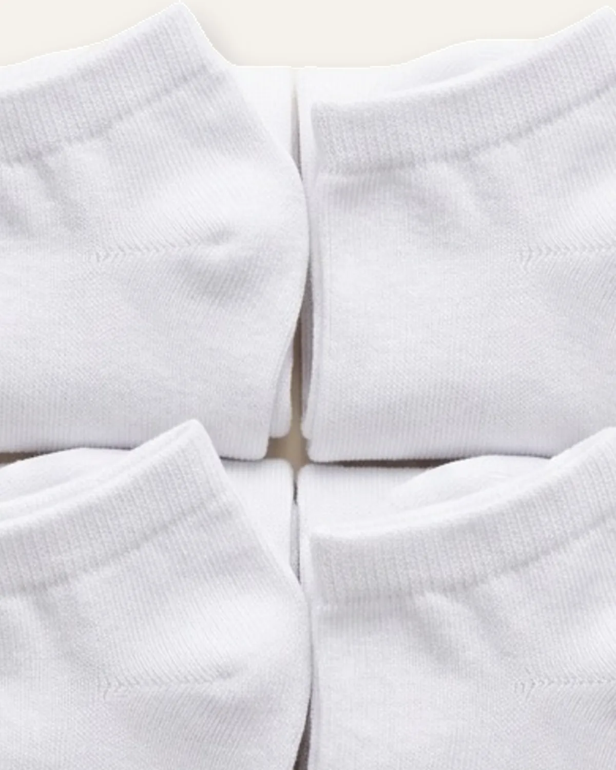 Ankle Sock 6-Pack in White, laid flat, detail