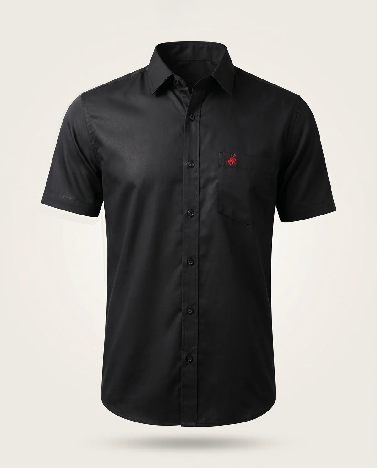 Short-Sleeve Button-Down in Black, front view