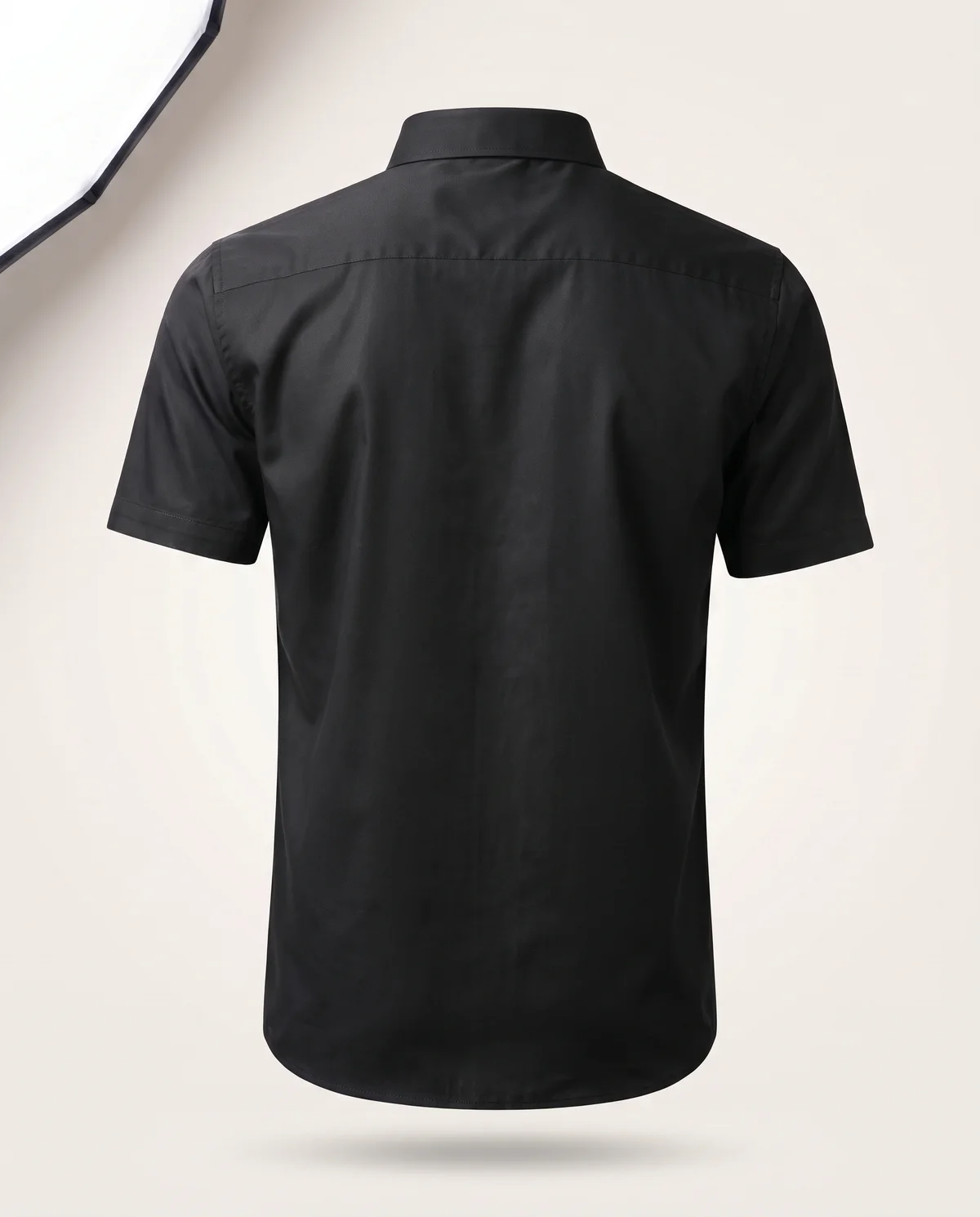 Short-Sleeve Button-Down in Black, back view