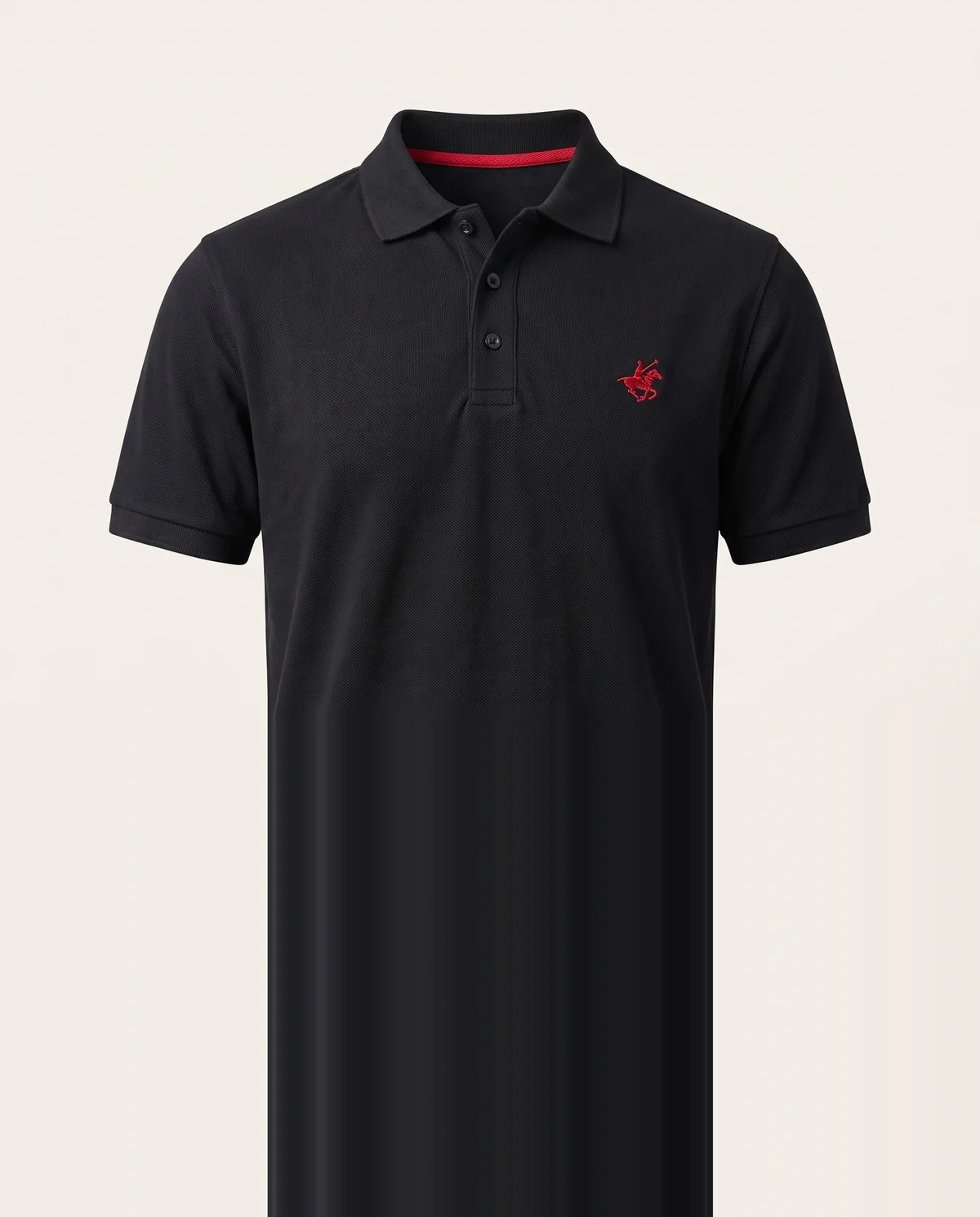 Piqué Polo in Black, front view