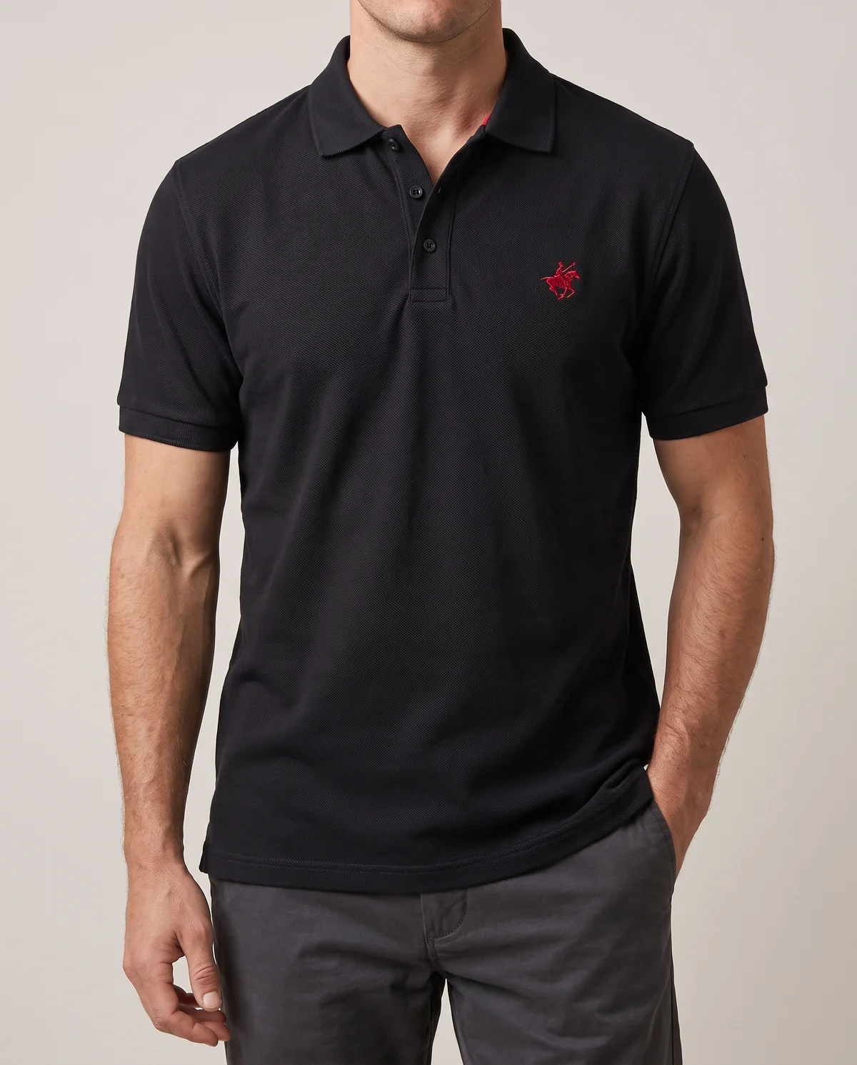 Piqué Polo in Black, worn