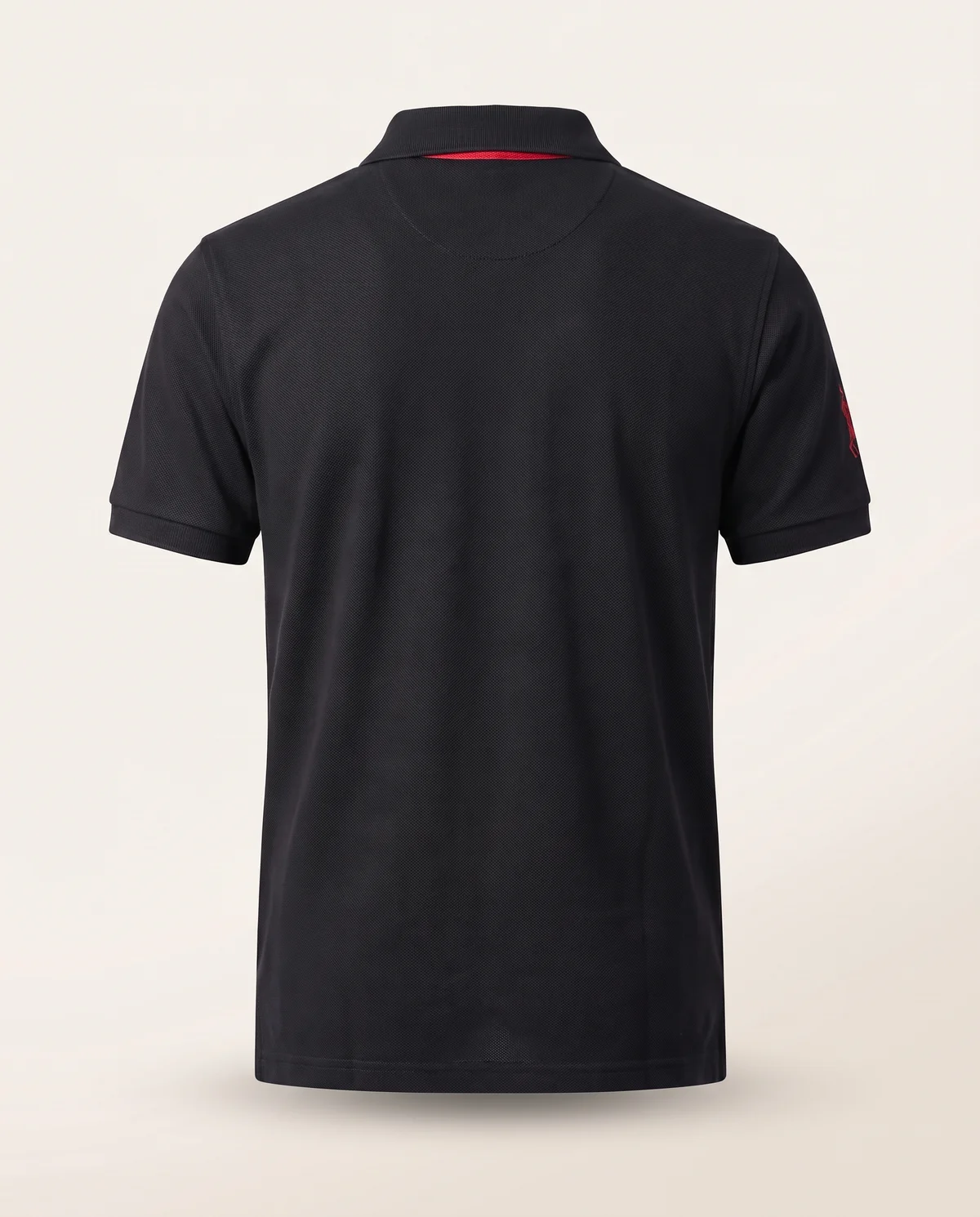 Piqué Polo in Black, back view