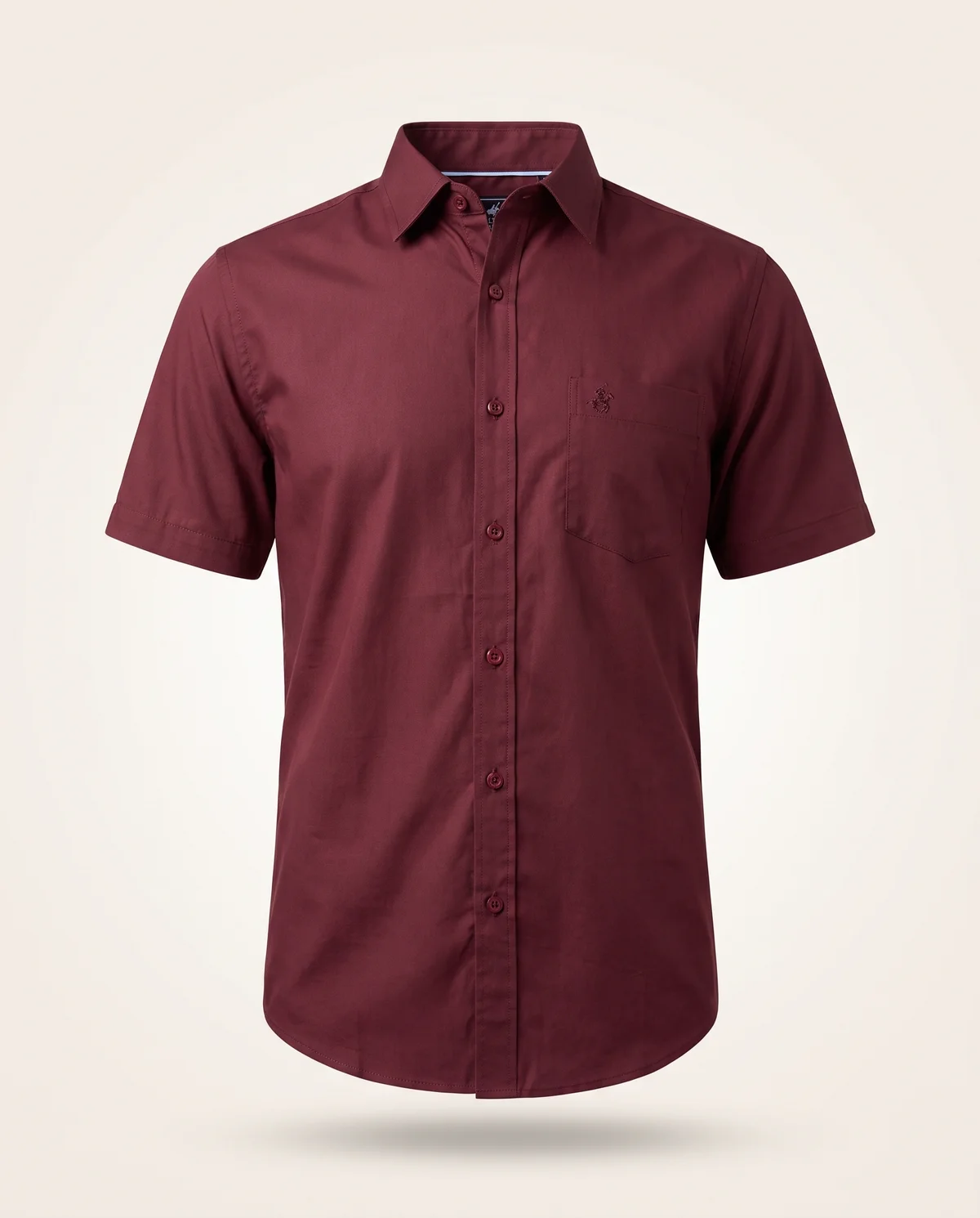 Short-Sleeve Button-Down in Burgundy, front view