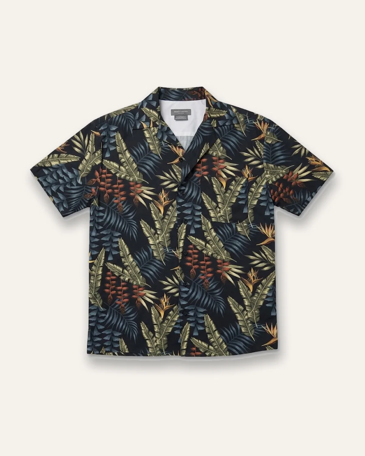 Camp Collar Shirt in Night Palm, laid flat