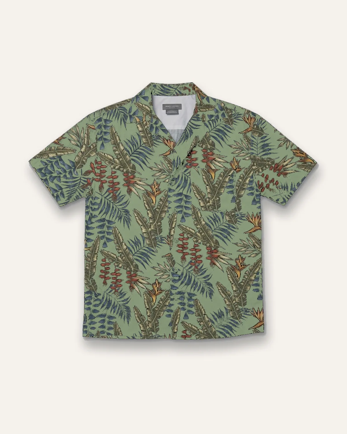 Camp Collar Shirt in Sage Palm, laid flat