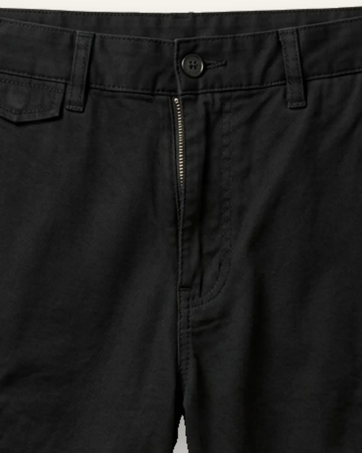 Cargo Short in Black, laid flat, detail