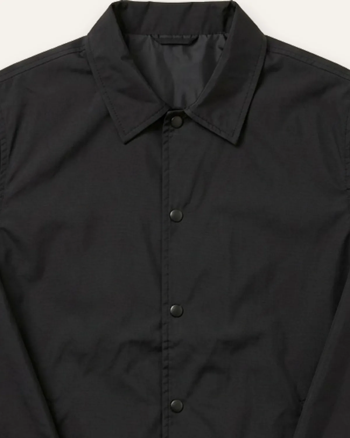 Coach Jacket in Black, laid flat, detail