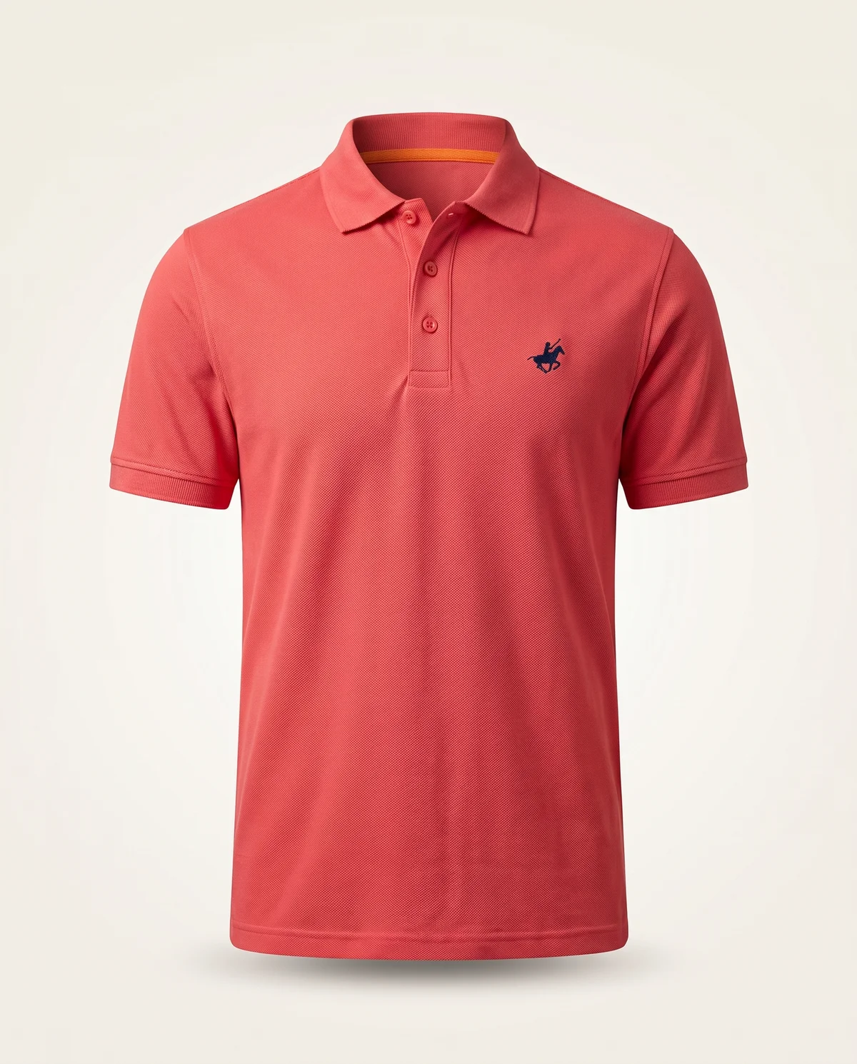 Piqué Polo in Coral, front view