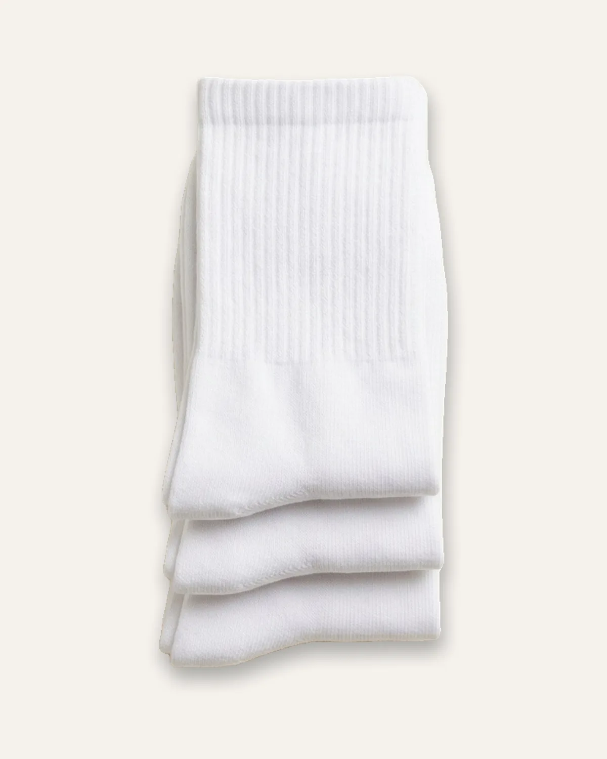 Crew Sock 3-Pack in White, laid flat