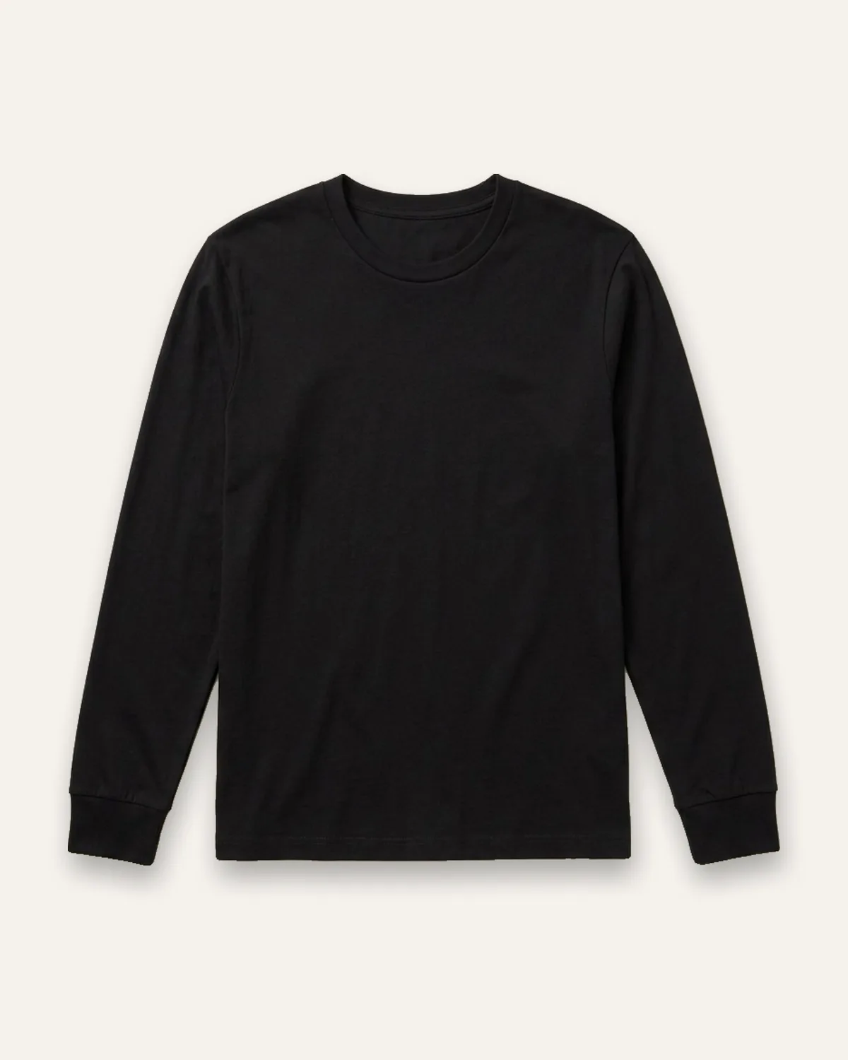 Daily Long Sleeve Tee in Black, laid flat