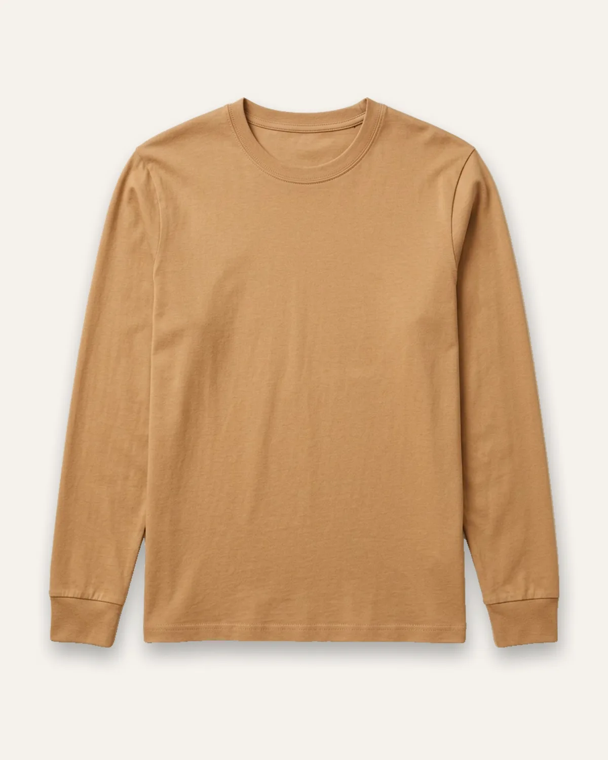 Daily Long Sleeve Tee in Camel, laid flat