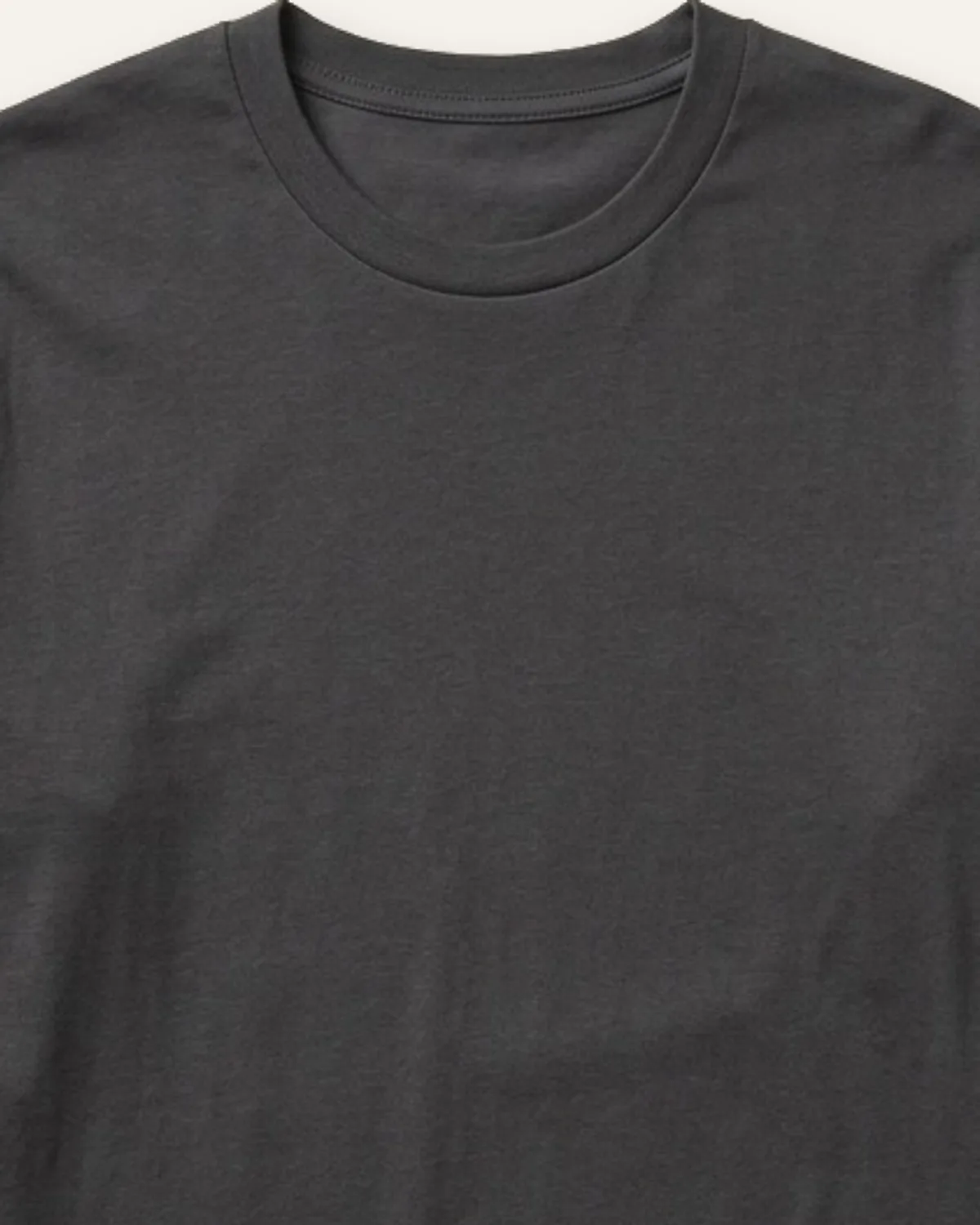 Daily Long Sleeve Tee in Charcoal, laid flat, detail