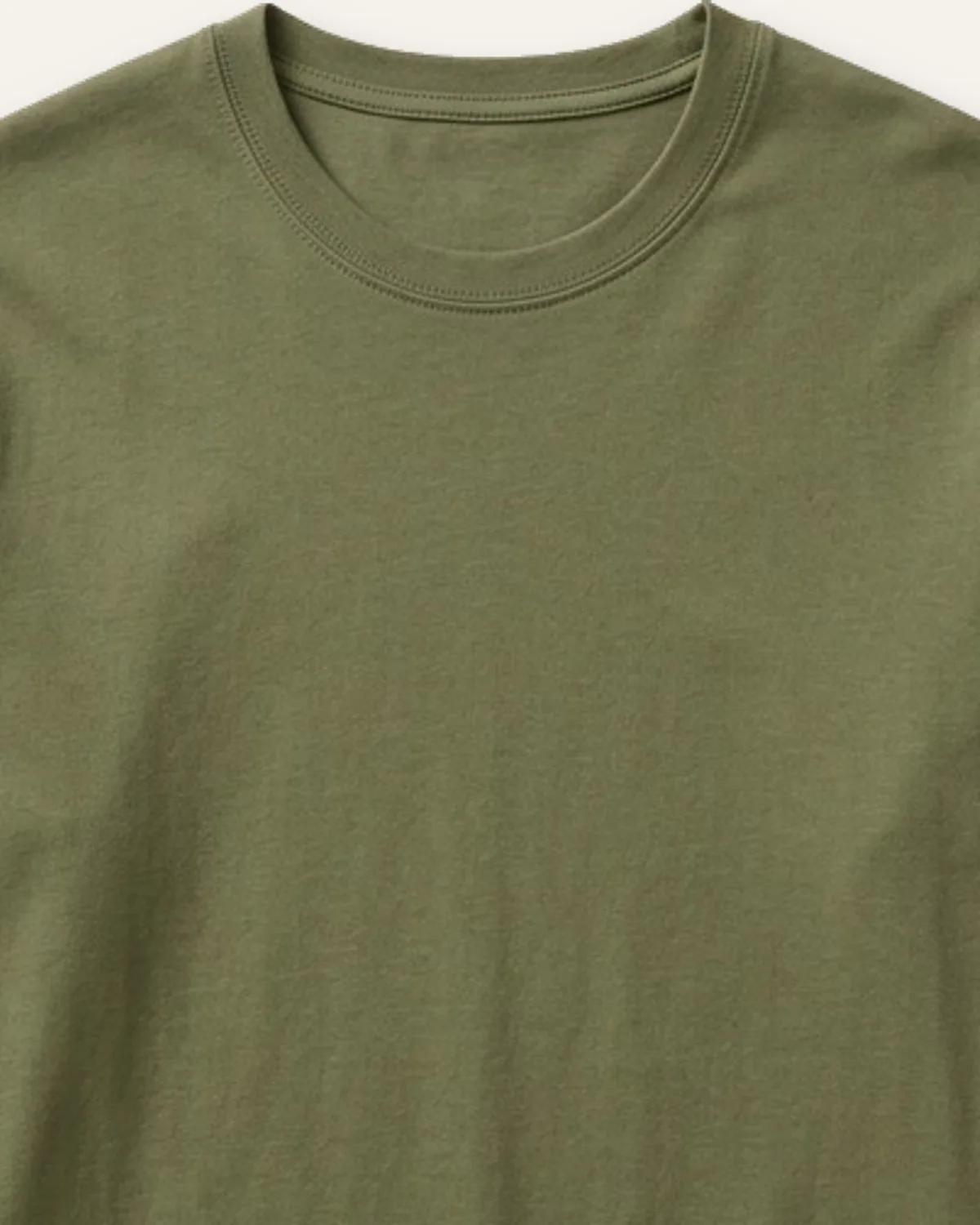 Daily Long Sleeve Tee in Olive, laid flat, detail