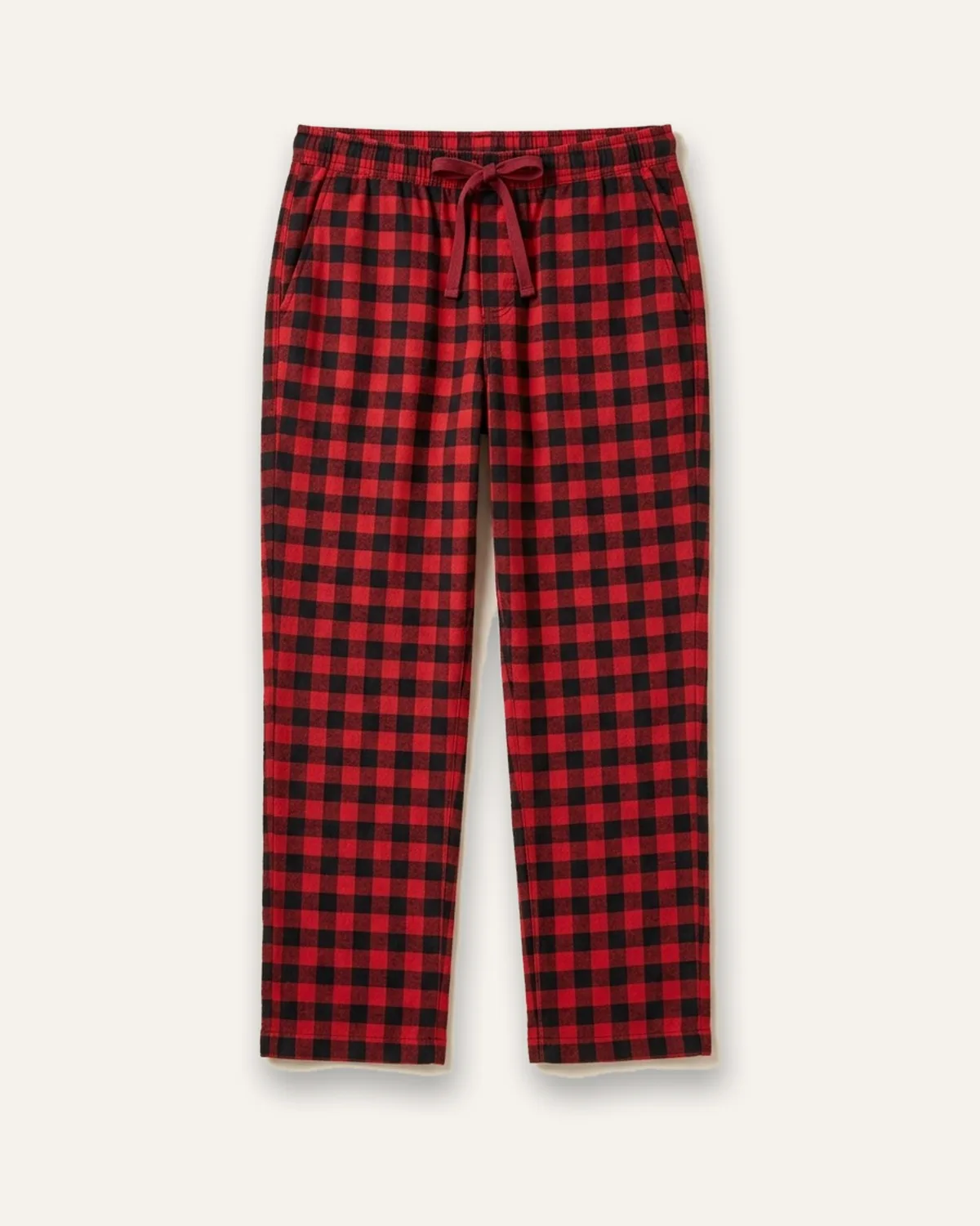 Flannel Pajama Pant in Red Plaid, laid flat