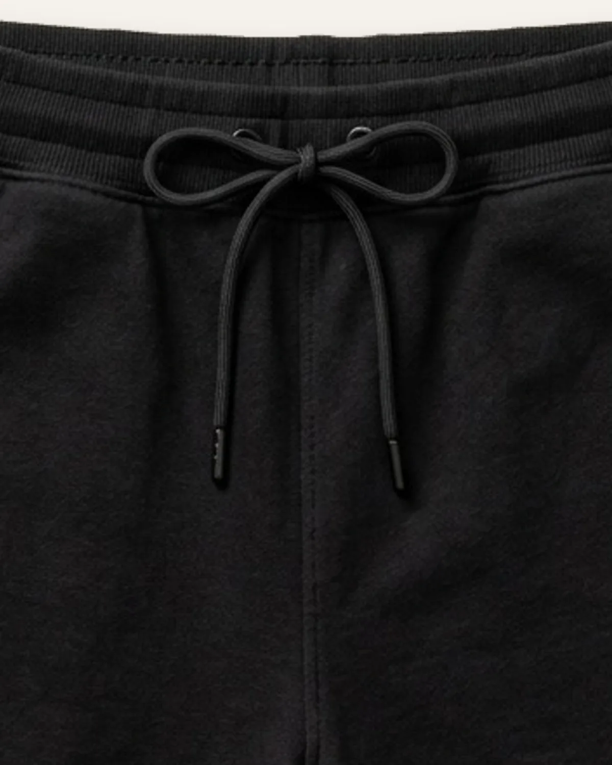 Fleece Sweat Short in Black, laid flat, detail