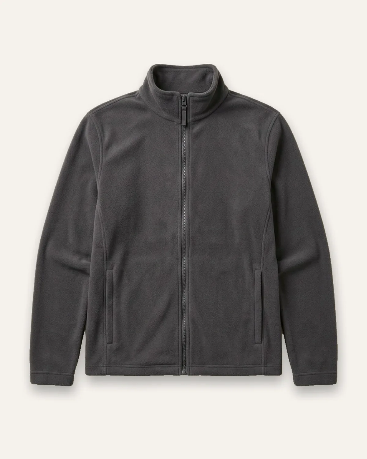 Fleece Zip Jacket in Charcoal, laid flat