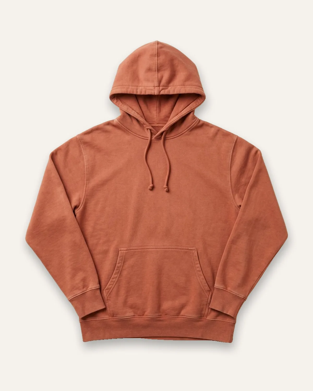 Garment-Dyed Hoodie in Clay, laid flat