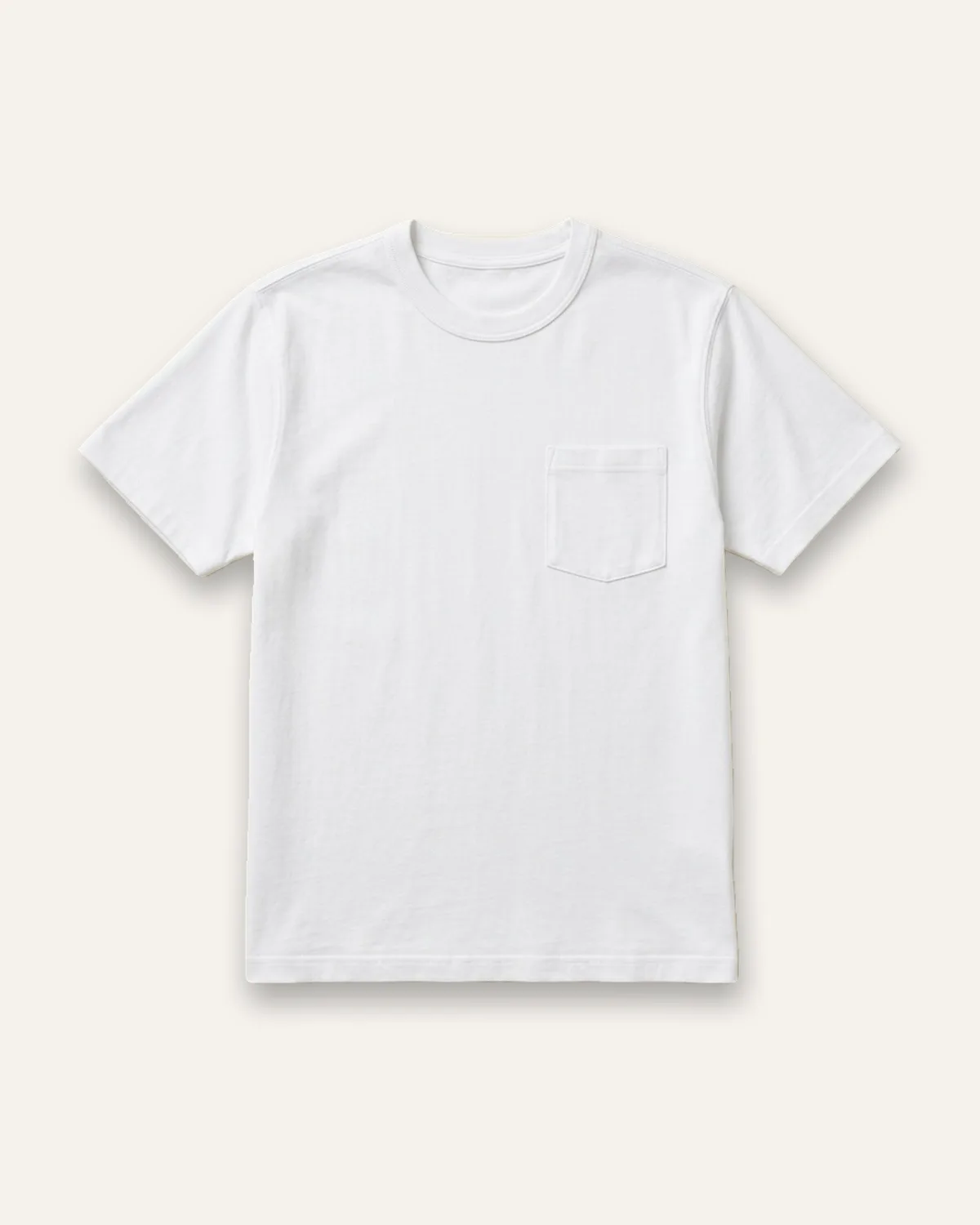 Heavyweight Pocket Tee in White, laid flat