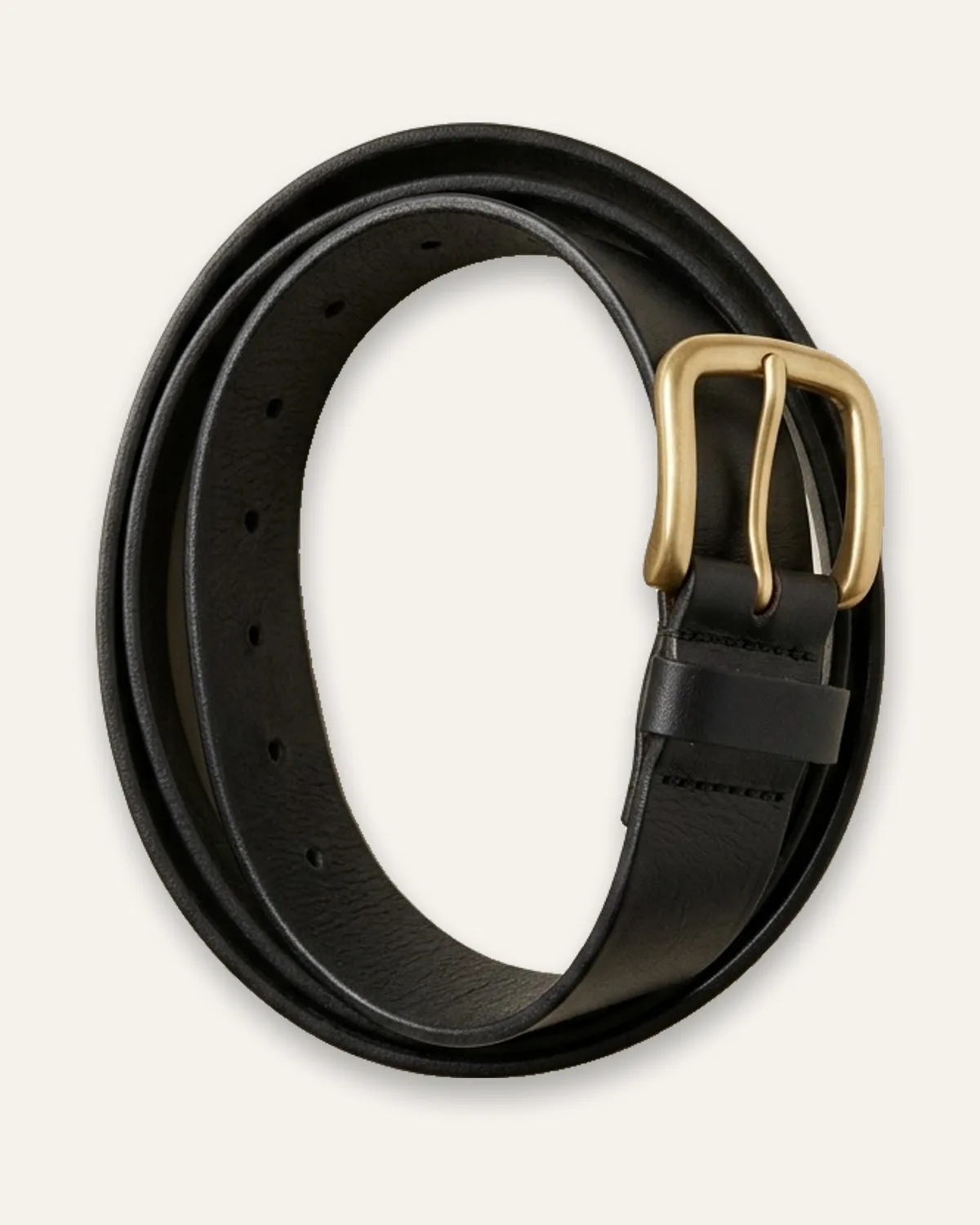 Leather Belt in Black, laid flat