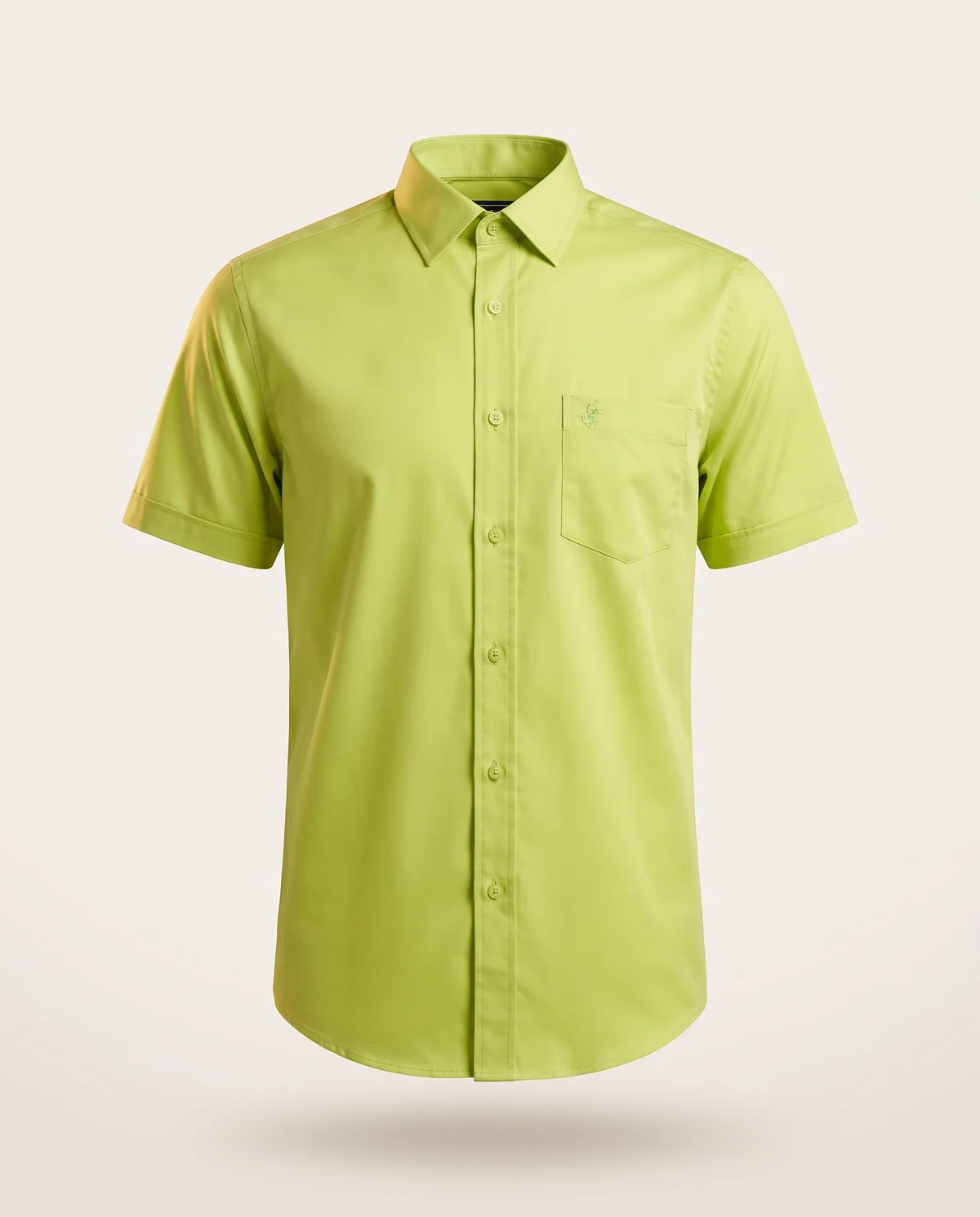 Short-Sleeve Button-Down in Lime, front view