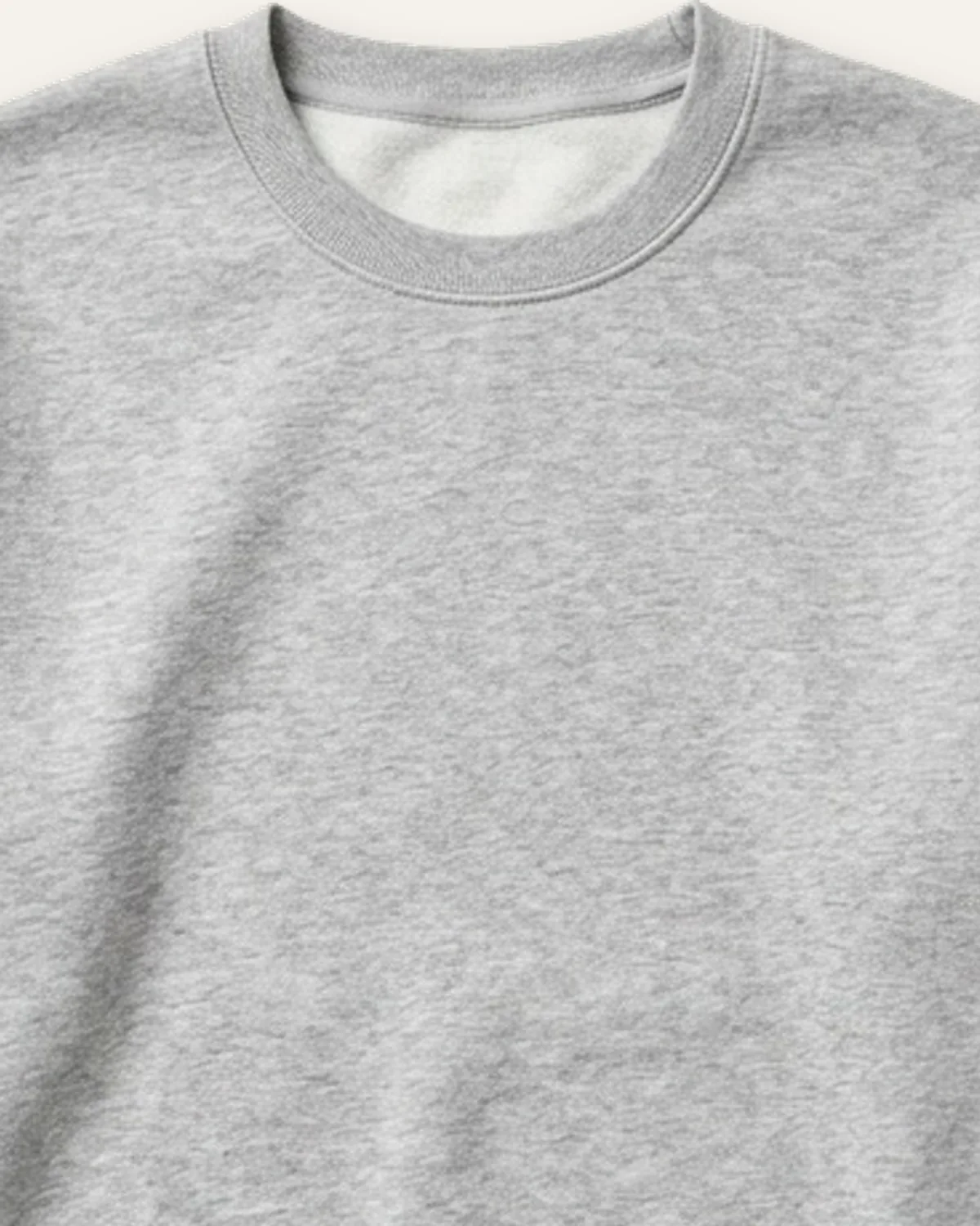 Midweight Crewneck Sweatshirt in Heather Grey, laid flat, detail