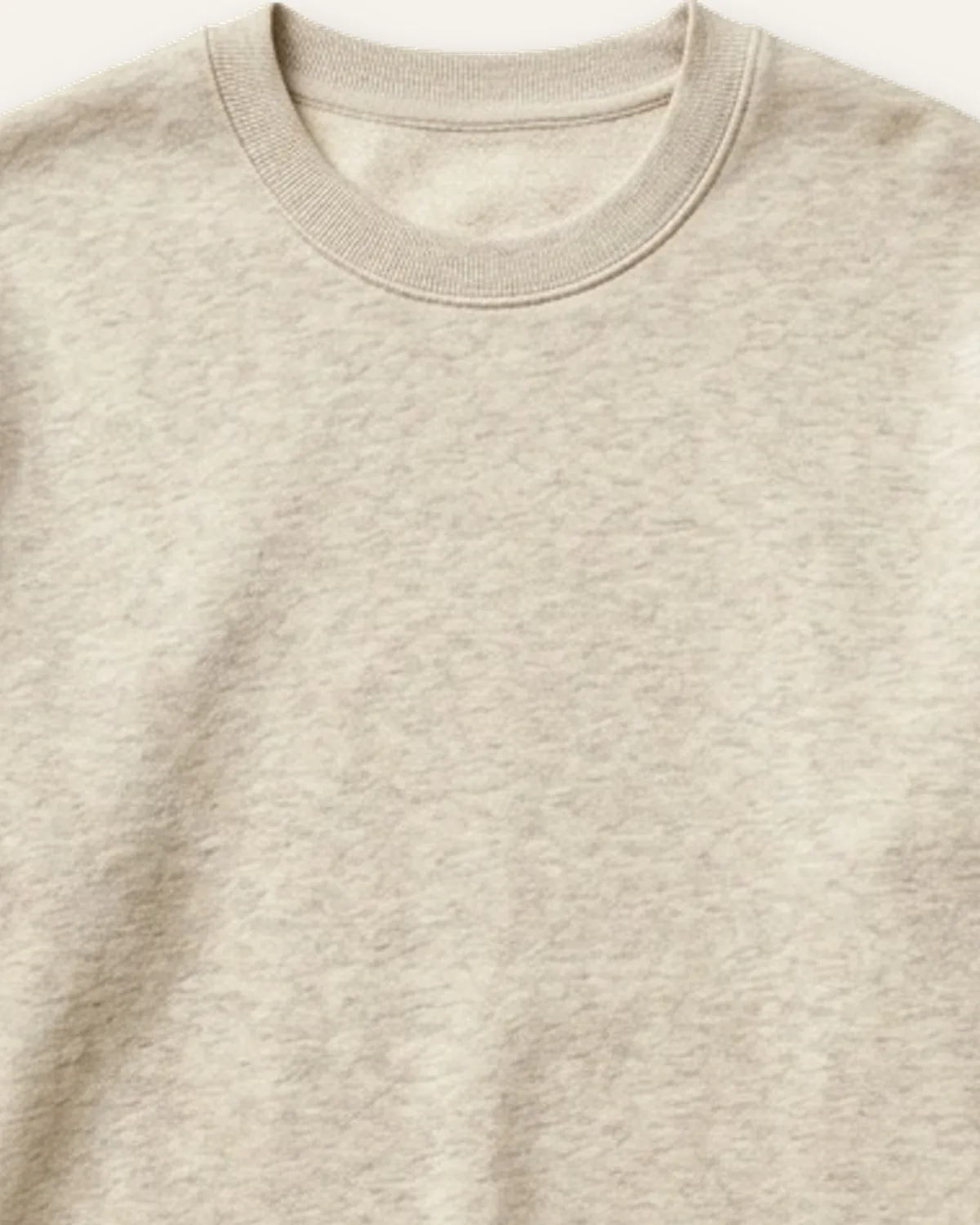 Midweight Crewneck Sweatshirt in Oatmeal, laid flat, detail