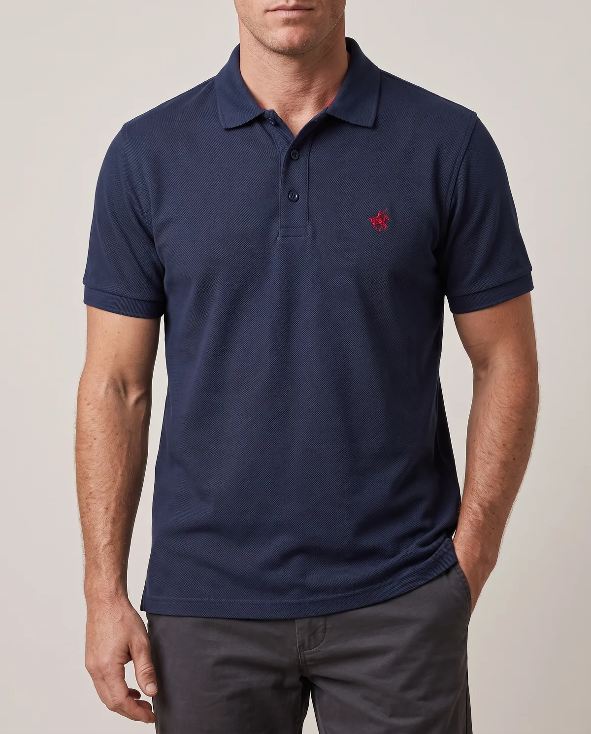 Piqué Polo in Navy, worn