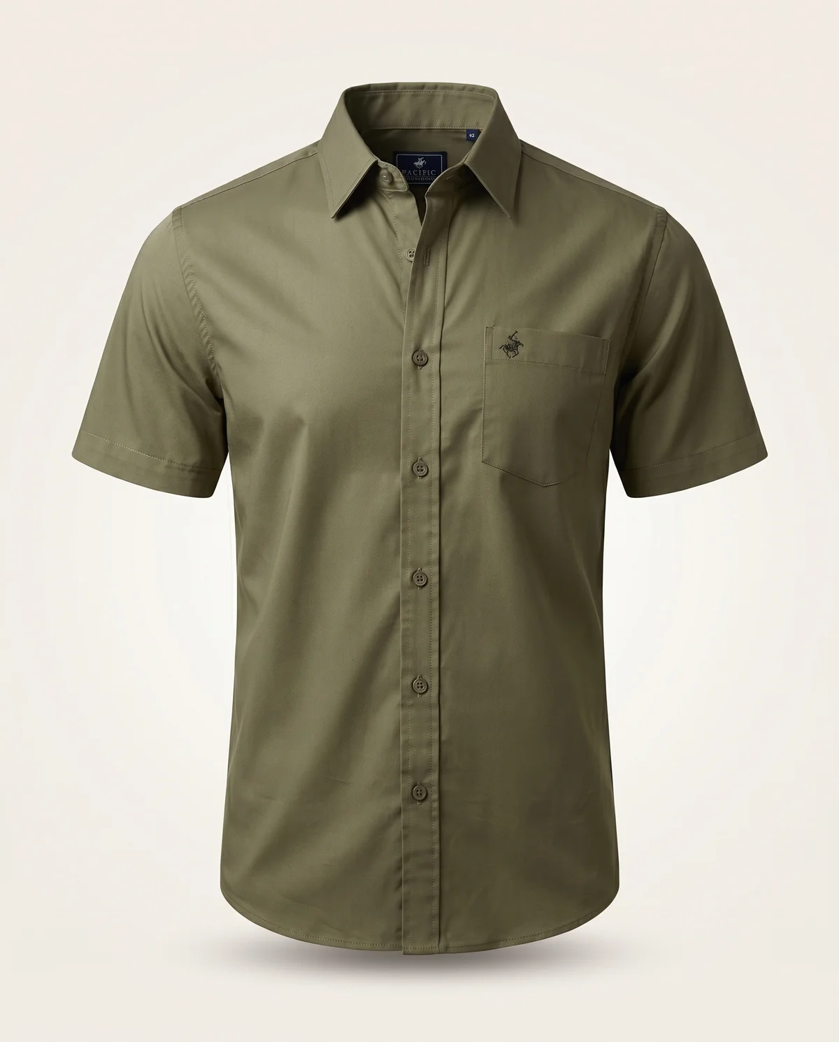 Short-Sleeve Button-Down in Olive, front view