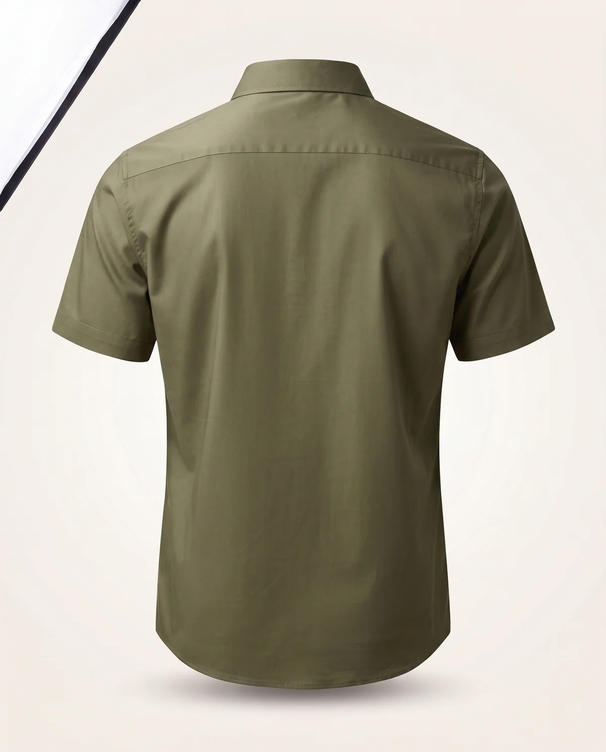 Short-Sleeve Button-Down in Olive, back view
