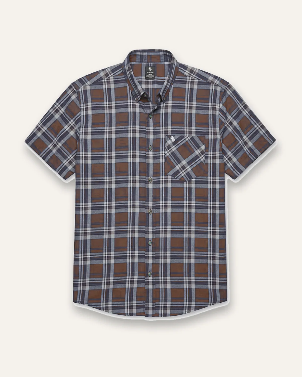 Plaid SS Shirt in Rust, laid flat