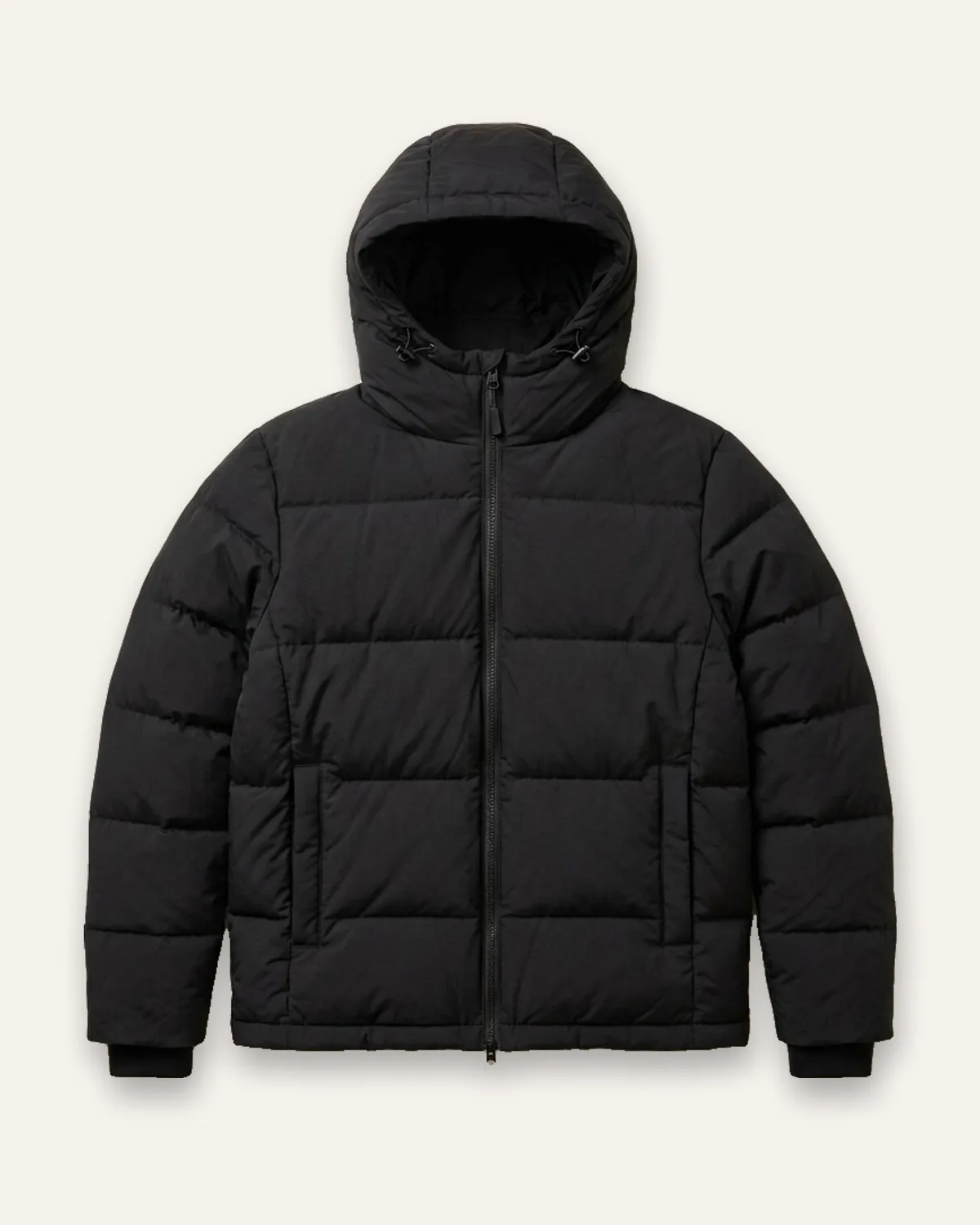 Puffer Jacket in Black, laid flat