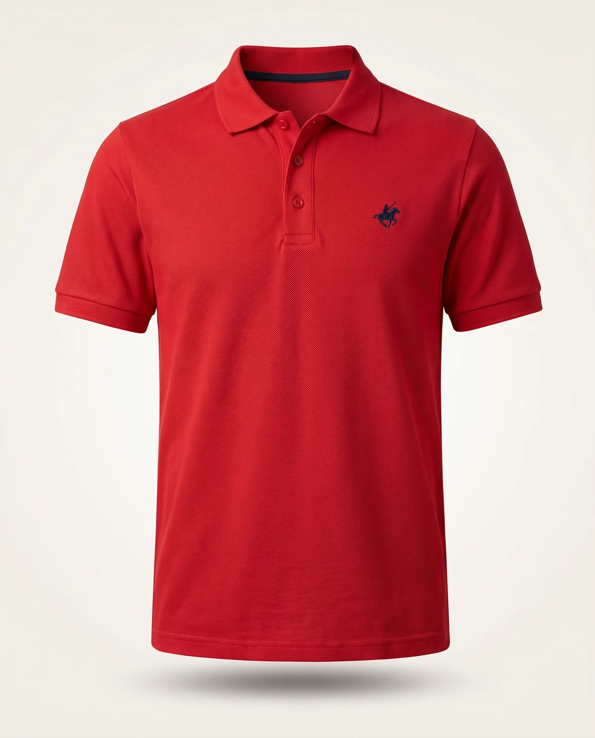 Piqué Polo in Red, front view