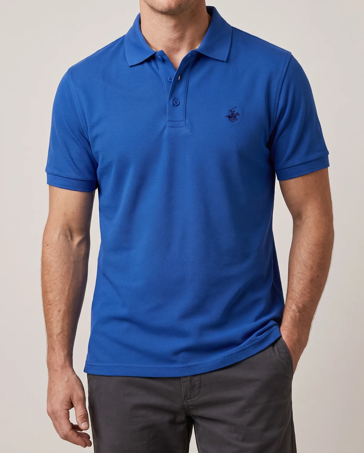 Piqué Polo in Royal, worn