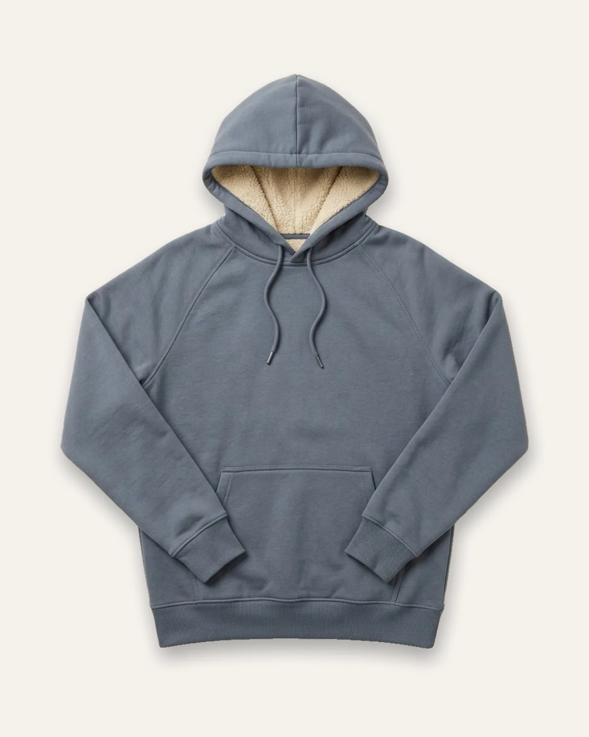 Sherpa-Lined Hoodie in Slate, laid flat