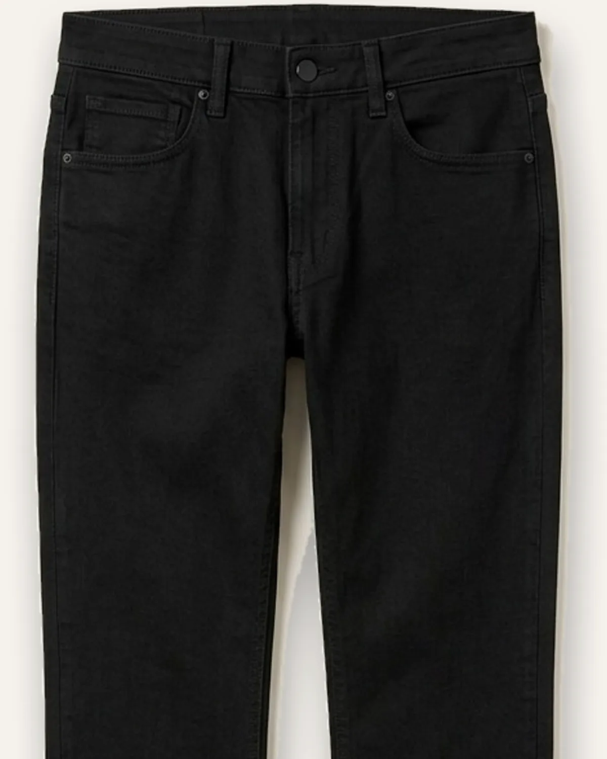 Slim Straight Jean in Black, laid flat, detail