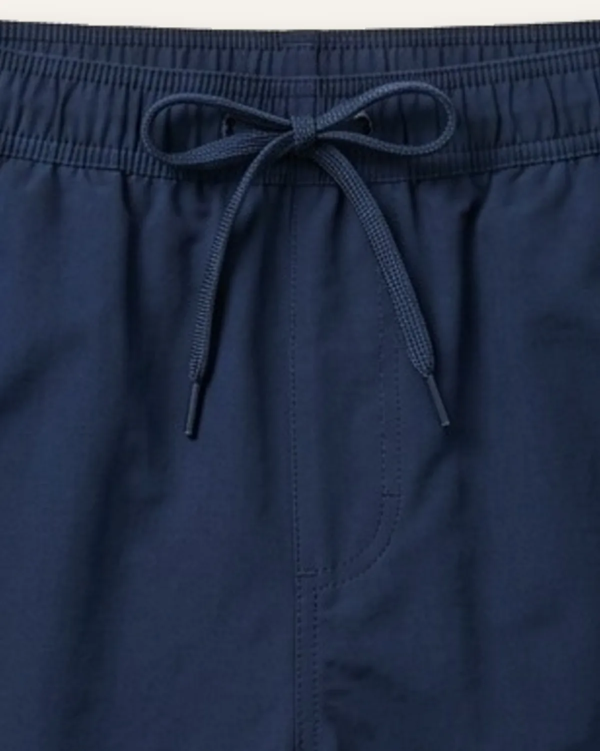 Swim Trunk in Navy, laid flat, detail