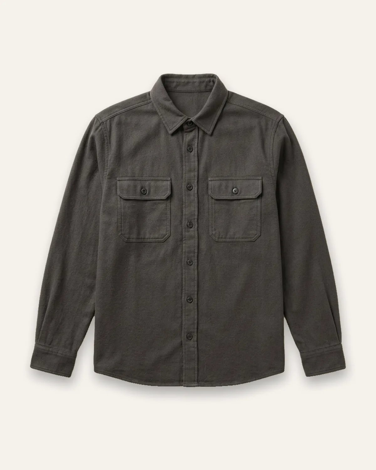 Twill Overshirt in Charcoal, laid flat