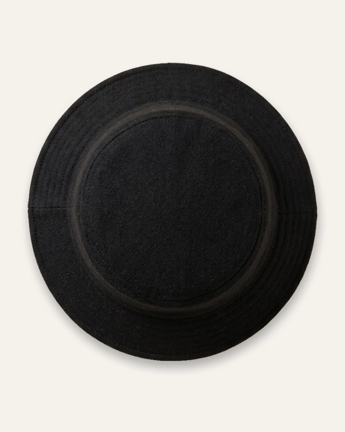 Wool Bucket Hat in Black, laid flat