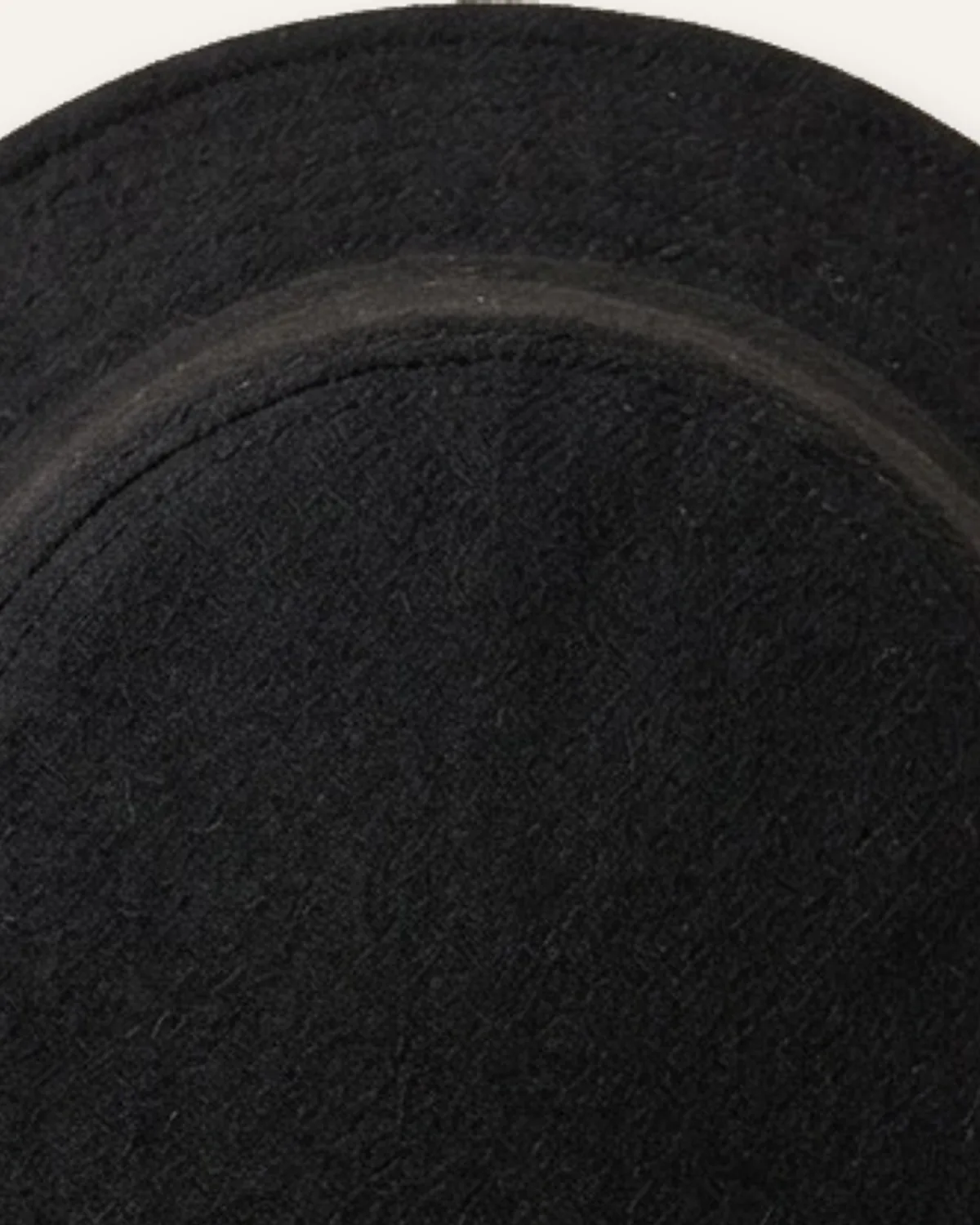 Wool Bucket Hat in Black, laid flat, detail
