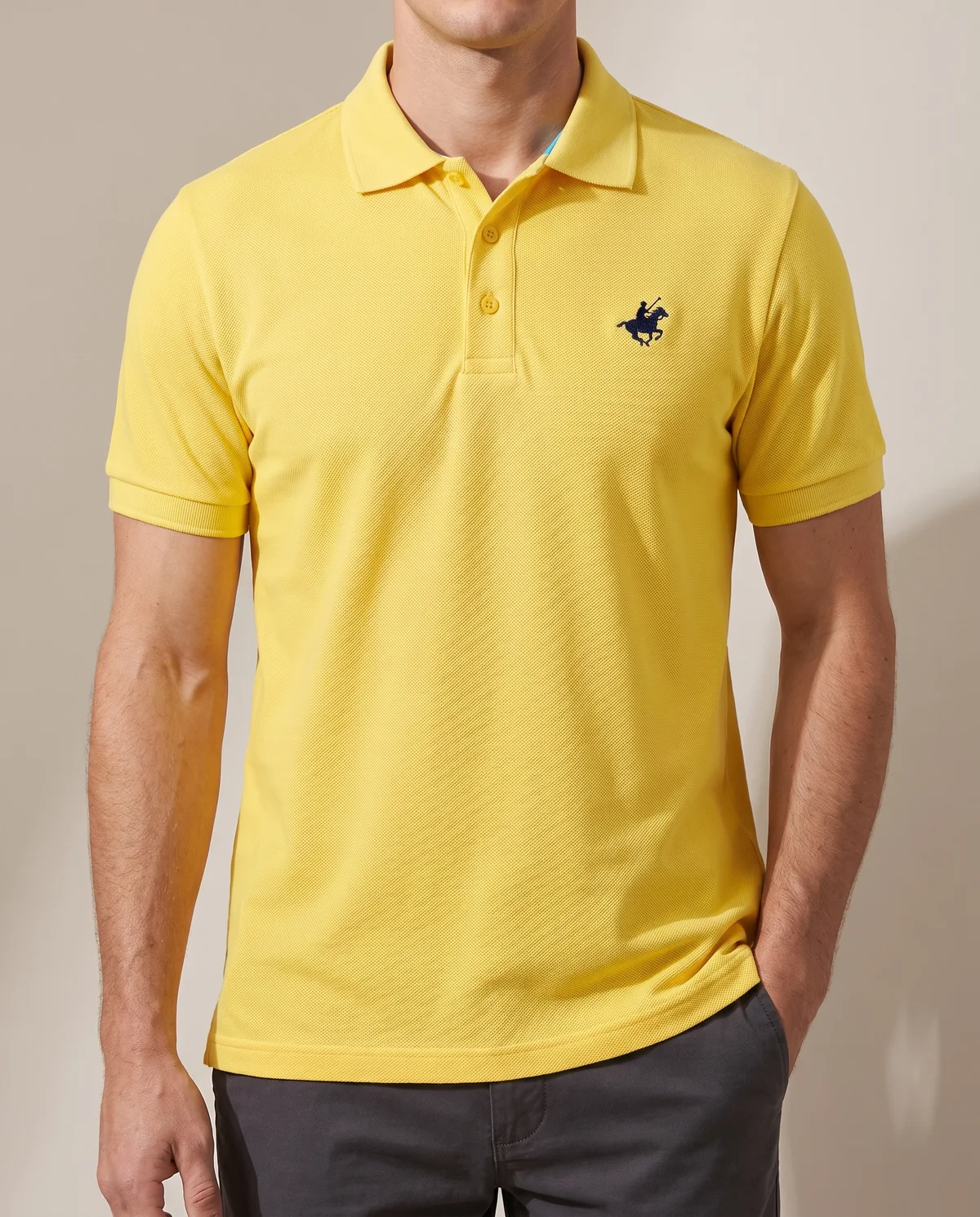 Piqué Polo in Yellow, worn